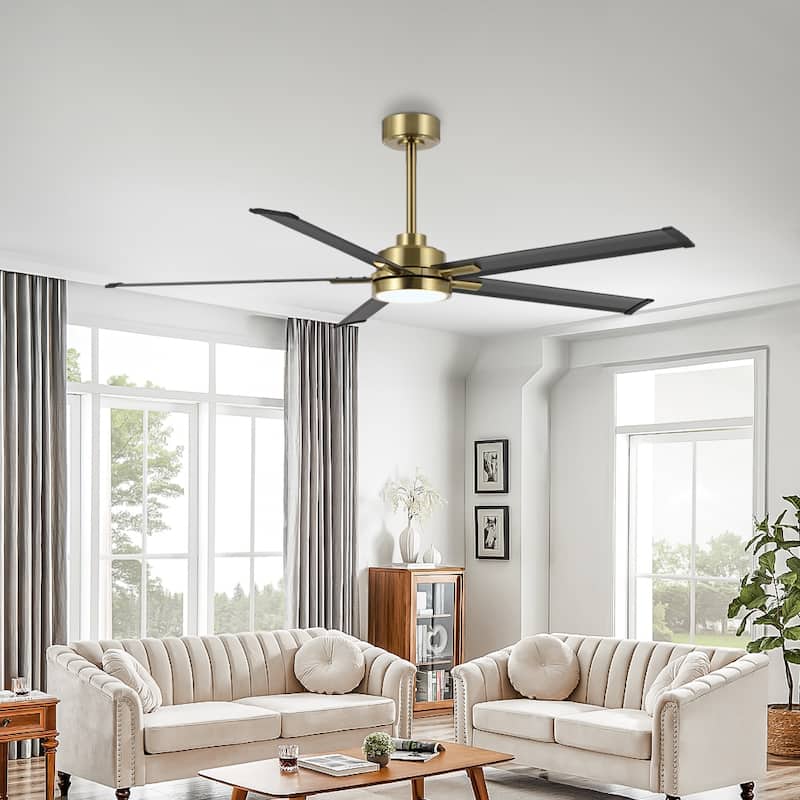 MLiAN 60 In. 5 Aluminium Blades Indoor LED Ceiling Fan with Remote, Smart Ceiling Fan - 60" - Gold/ Black