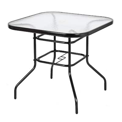 31"Outdoor Dining Table Toughened Yard Garden Glass Table