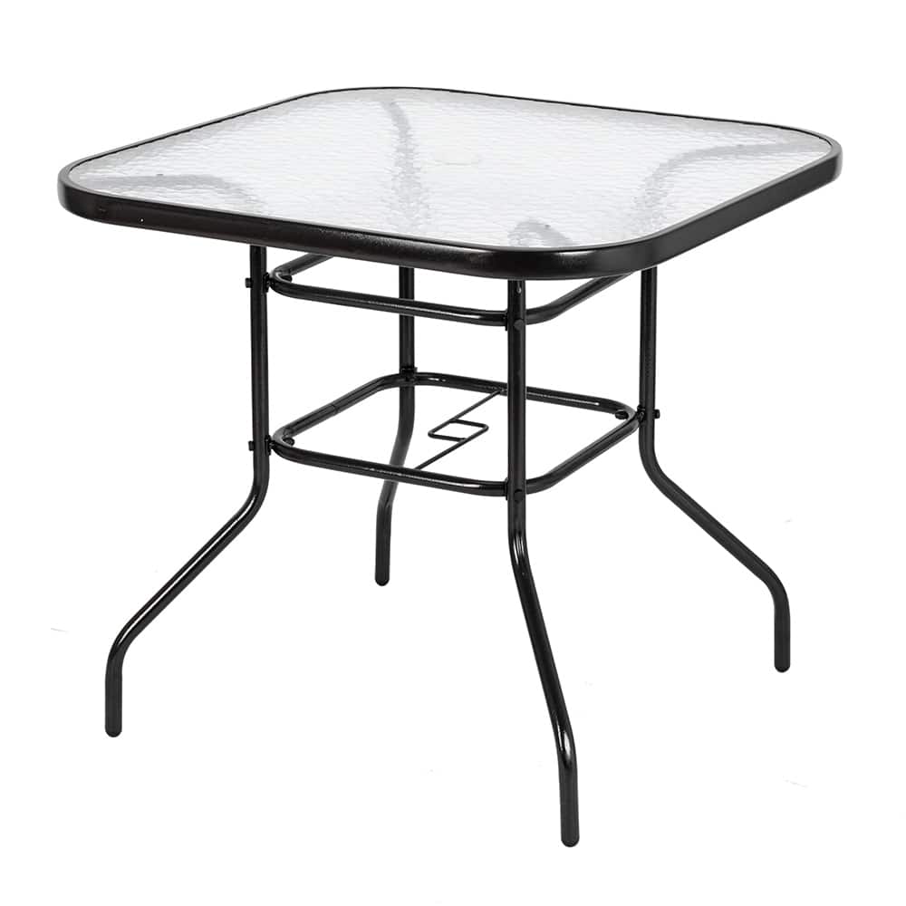 31"Outdoor Dining Table Toughened Yard Garden Glass Table