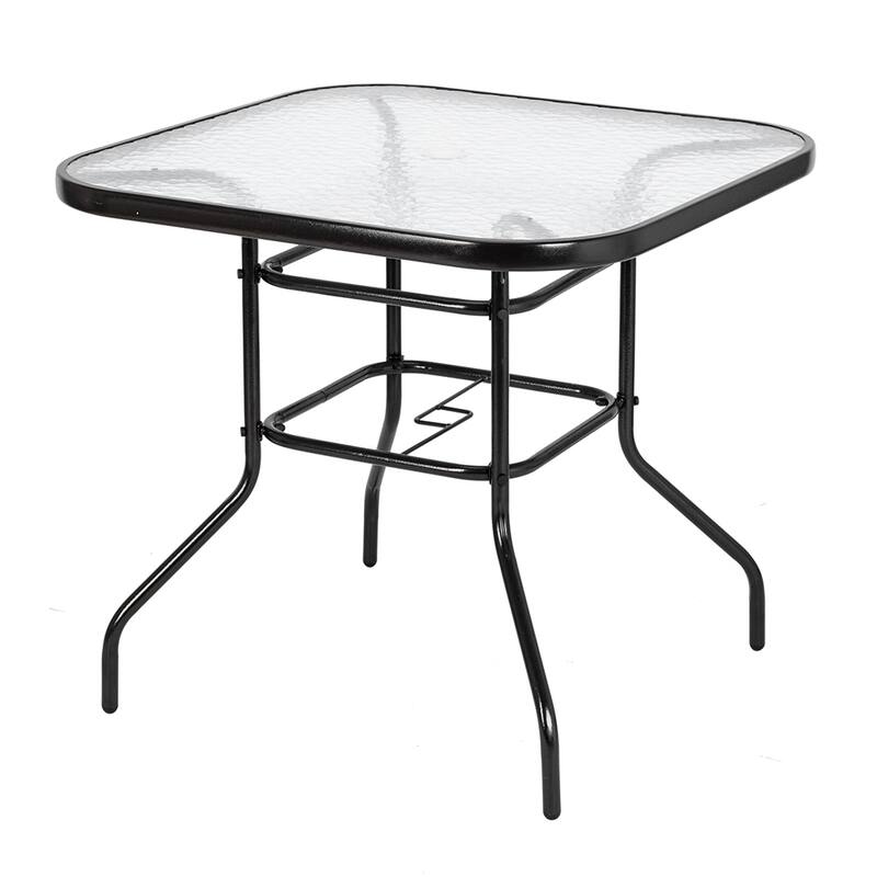 Outdoor Dining Table Square Toughened Glass Table Yard Garden Glass Table - Dark Chocolate