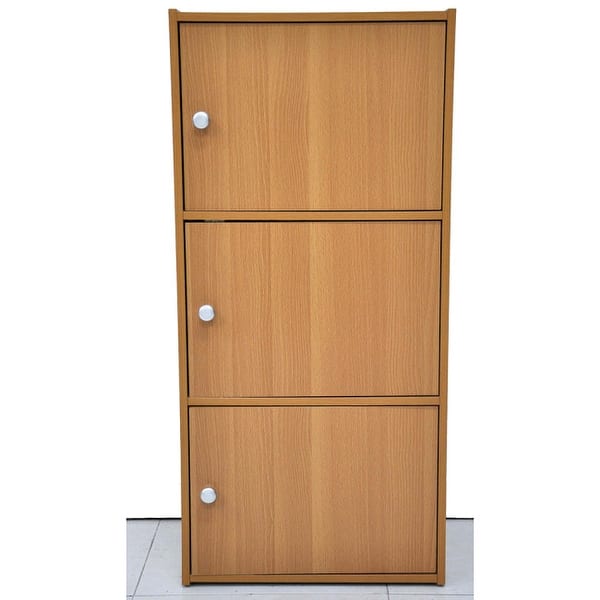 slide 1 of 4, 3 Cube Wood Cabinet, Natural
