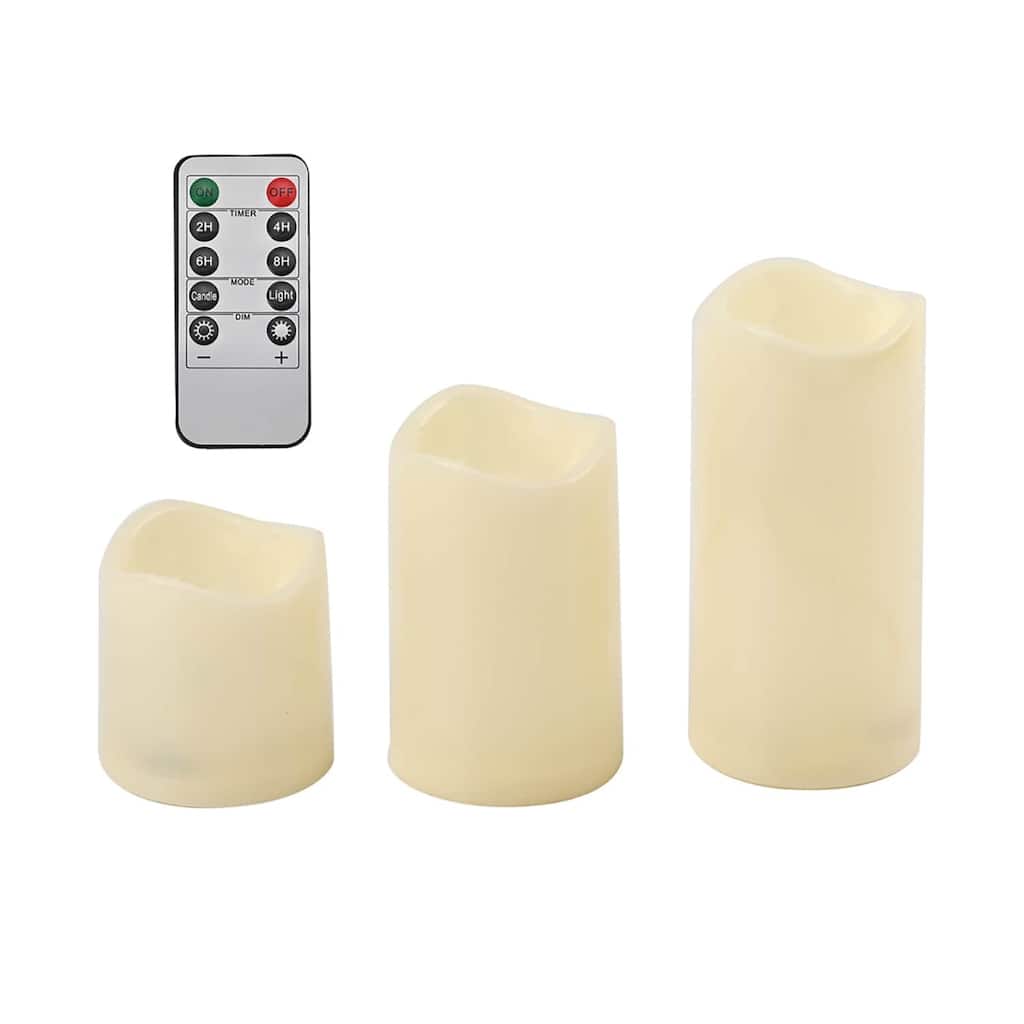 Set of 3 Yellow Color Change Candle Lights with Remote Control (3xAAA