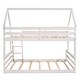 preview thumbnail 5 of 7, Wood Twin over Full House Bunk Bed Kids Bed with Built-in Ladder, White