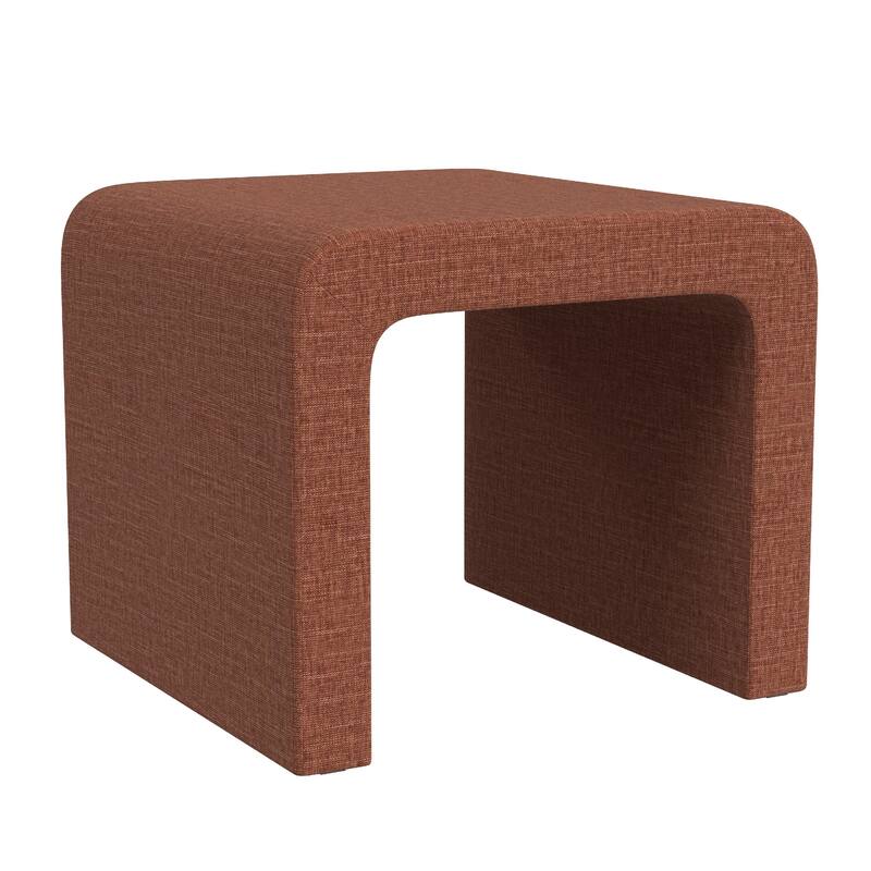 Ari Ottoman Footstool, Arc Shape with Rust Orange Chenille, 22 Inch