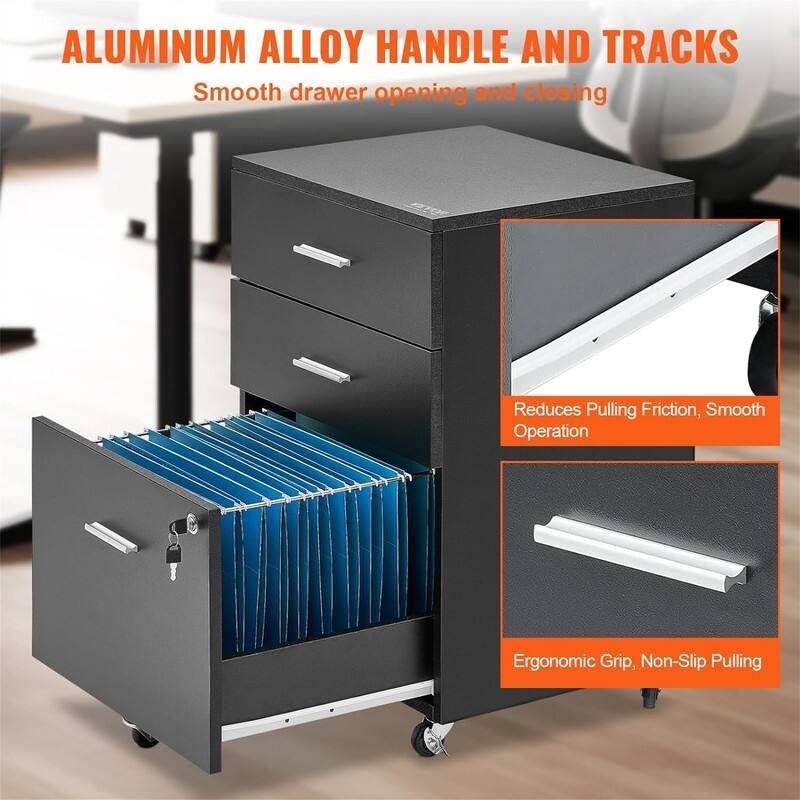 3-Drawer Wood Filing Cabinet - 15.75"D x 17.7"W x 25.6"H