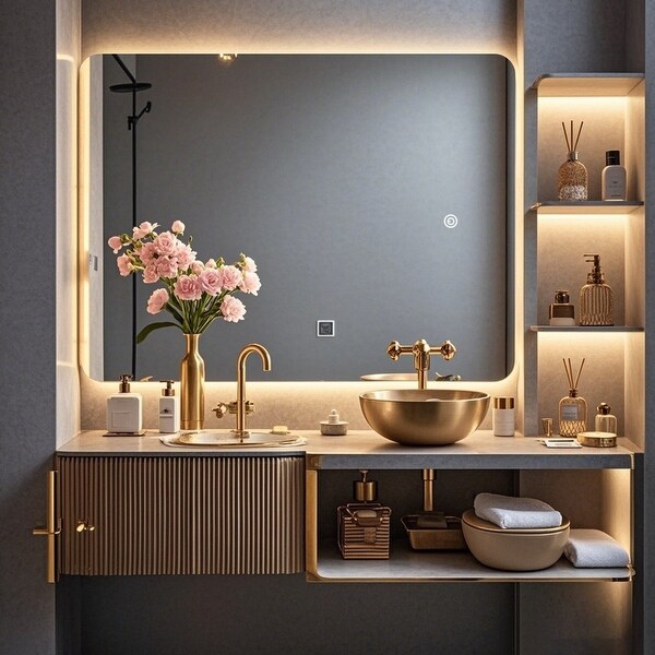 Square Rounded-Corner LED Mirror, both Stylish and Practical - On