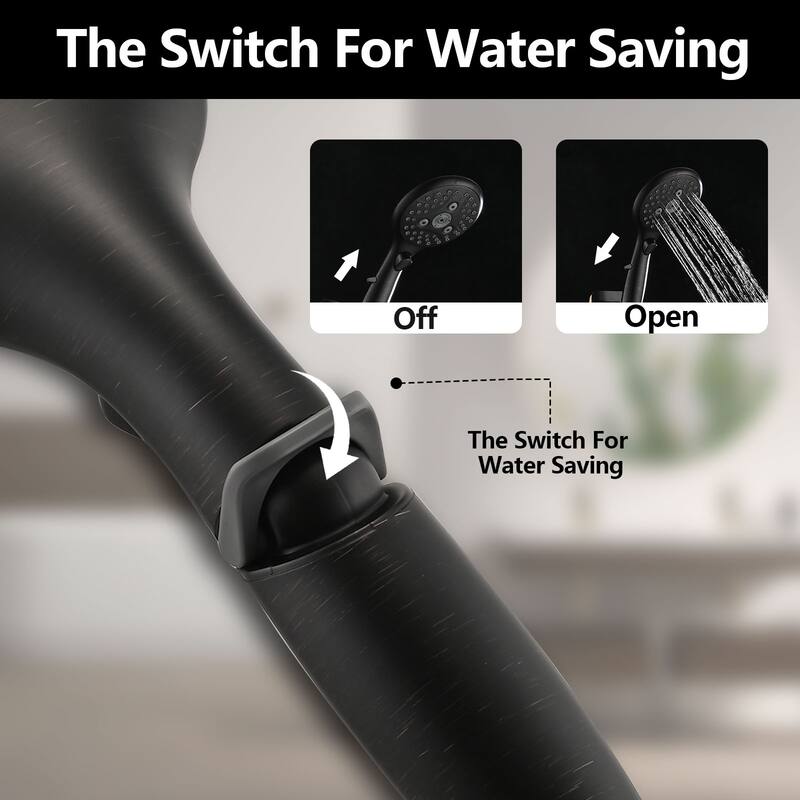 Lift-Up Diverter Tub Spout with 6 Settings Handheld Shower in Oil Rubbed Bronze (Rough-in Valve Not Included)