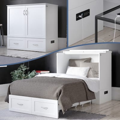 Hamilton Murphy Bed Chest with Mattress and Storage Drawer