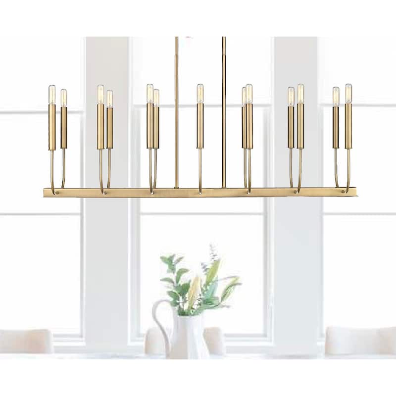14 Light 46 Inch Wide Oval Chandelier in Aged Brass
