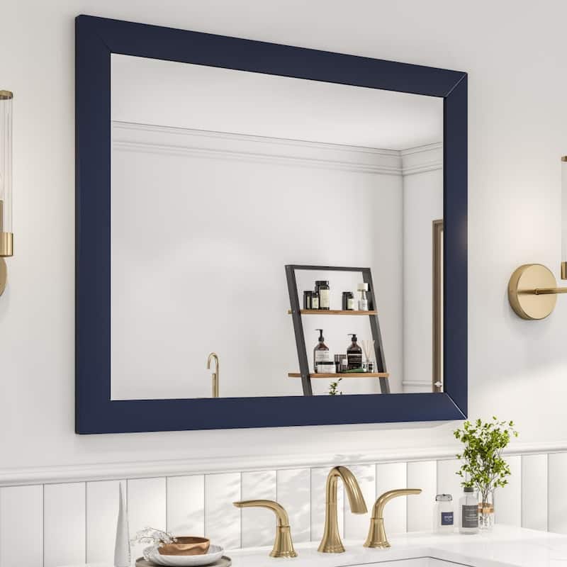 Eviva Acclaim 36" x 30" Rectangular Blue Wooden Framed Mirror - 36X30