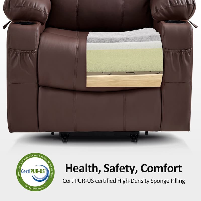 MCombo Electric Power Lift Recliner Chair Sofa with Massage and Heat, 3 Positions, USB Ports, Faux Leather 7040