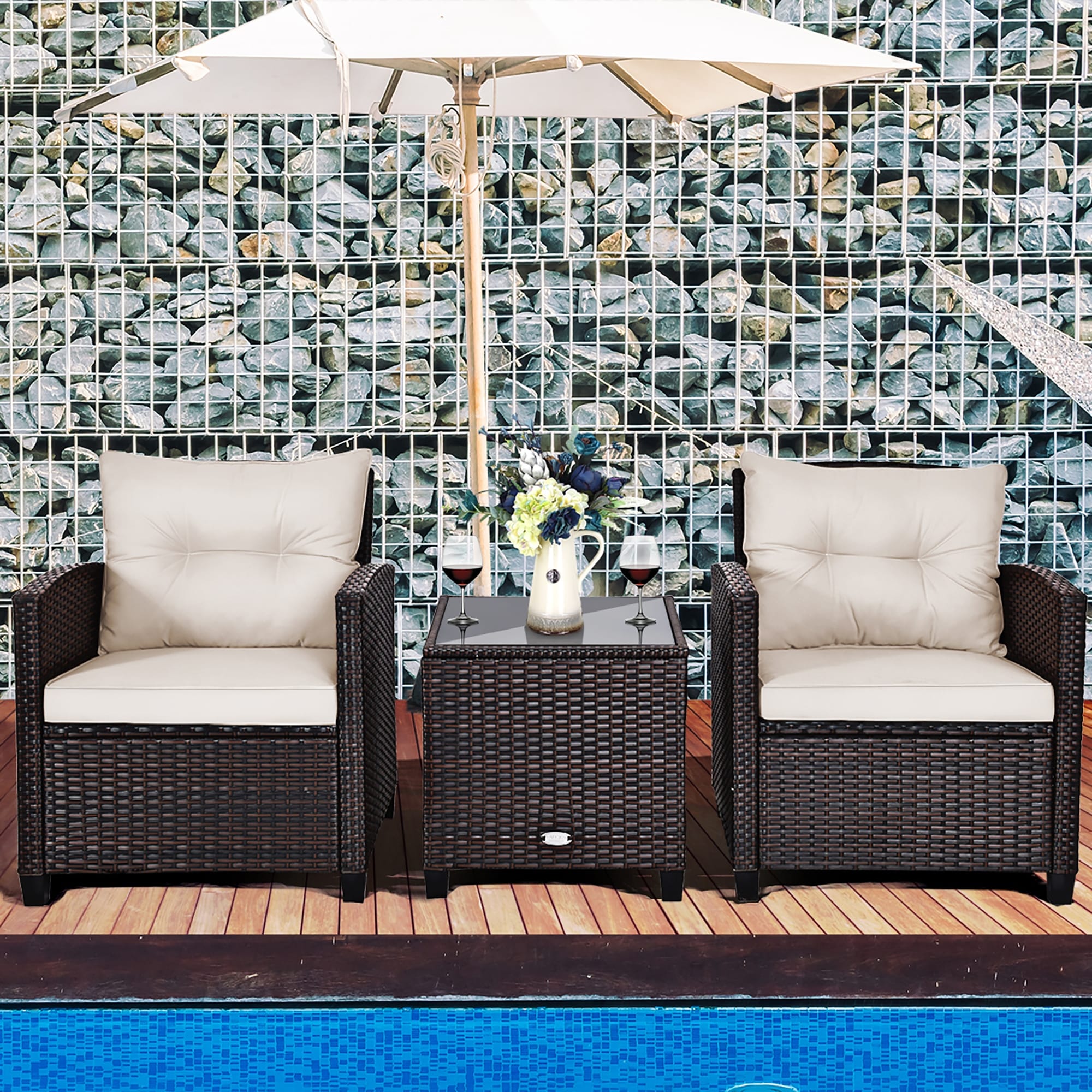 Costway 3 piece store wicker patio set