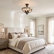preview thumbnail 4 of 11, 15.4" Rusted Bronze Rustic Wood 4 Light Dimmable Semi Flush Mount Ceiling Light - 15.4 in. D x 15.4 in. W x 14.6 in. H