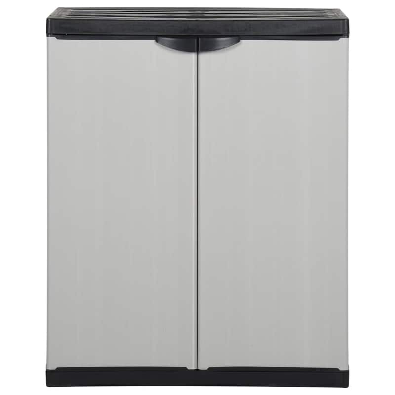 vidaXL Garden Cabinet Grey and Black PVC and Polypropylene Medium - 26.8 x 26.8 x 33.5