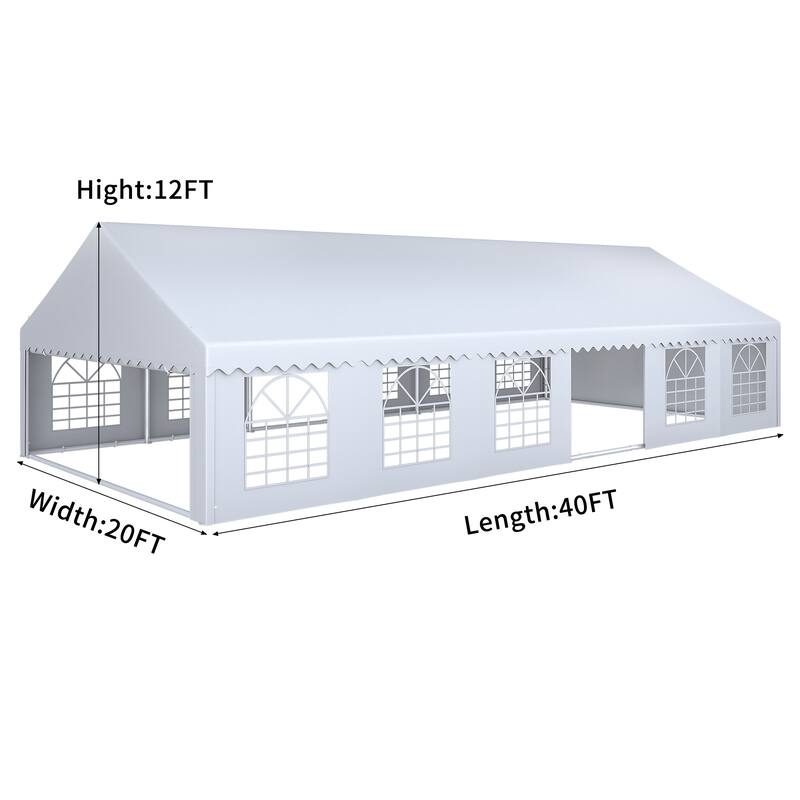 40 Ft. W X 20 Ft. D Party Tent Canopy with Windows - 20 x 40
