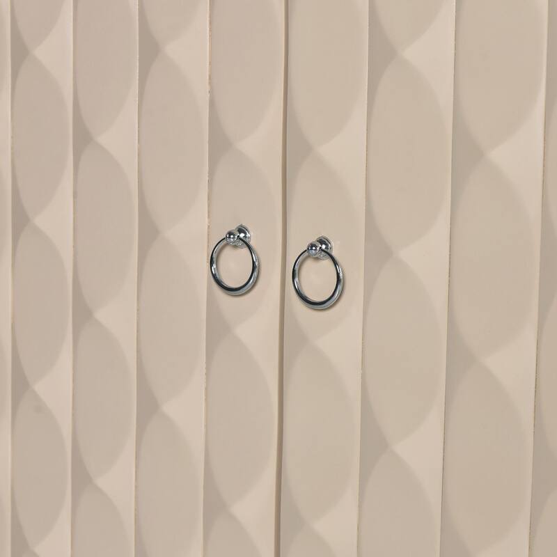 Modern 4-Door Sideboard with Convex Pattern Doors and Silver Handles