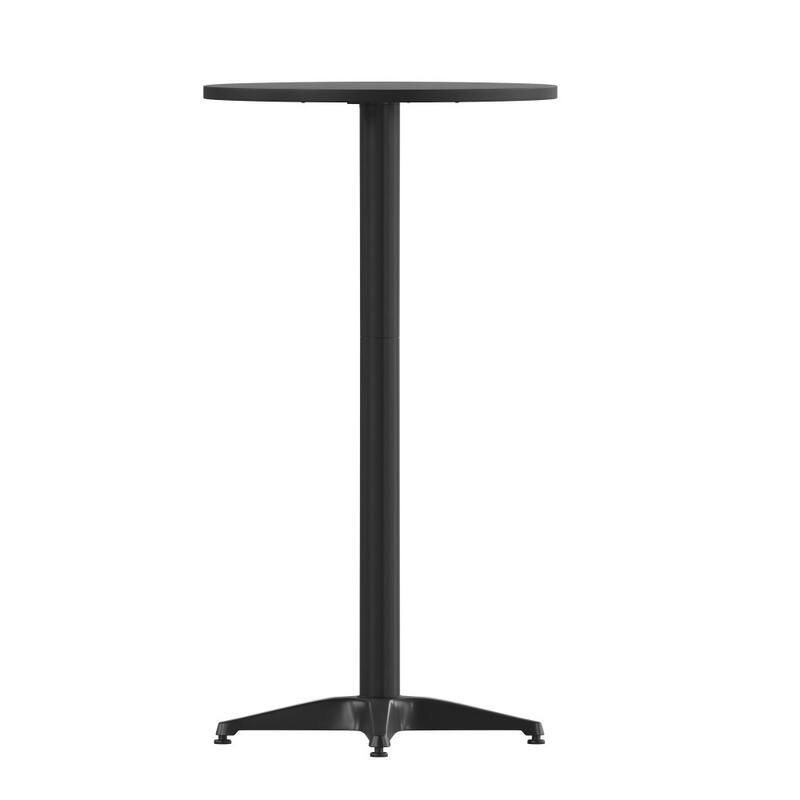23.25" Round Aluminum Indoor-Outdoor Bar Height Table with Flip-Up Table