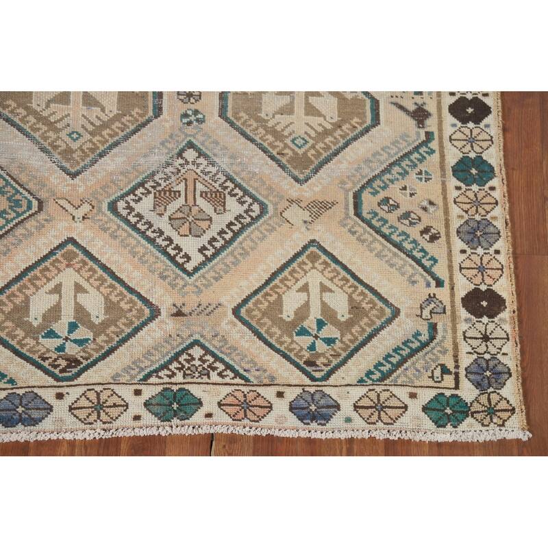 Distressed Bakhtiari Antique Persian Area Rug Hand-Knotted Wool Carpet - 4'5" x 7'0"