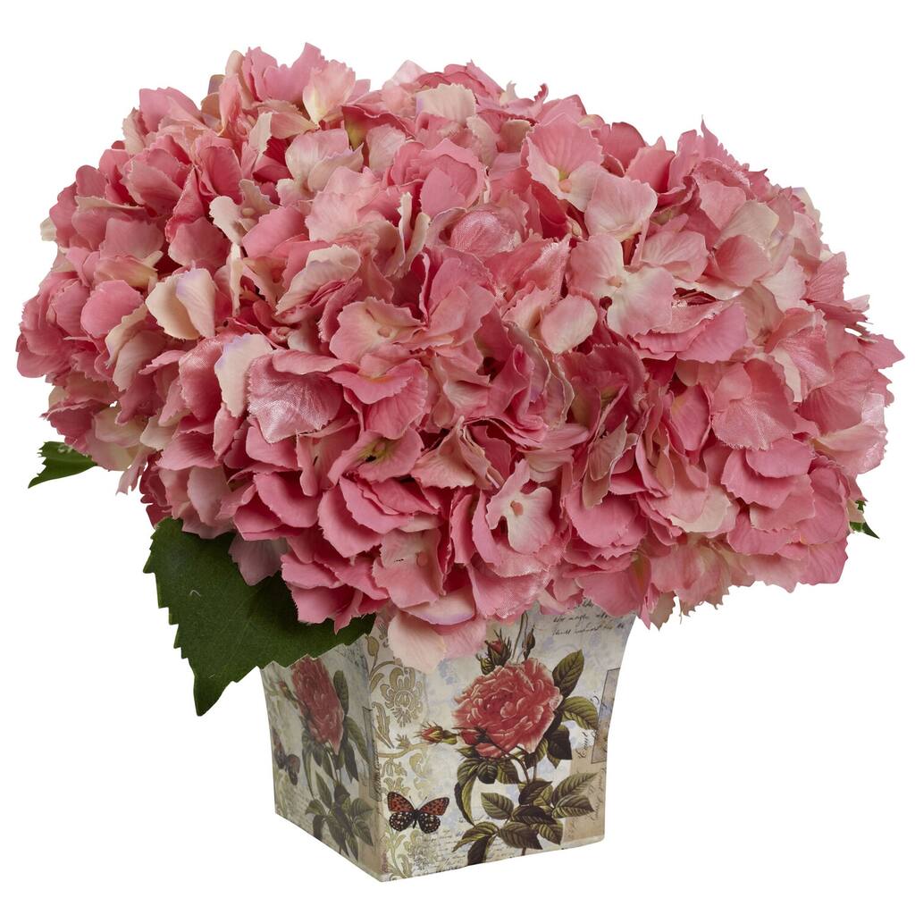 Silk Floral Arrangement with Planter - Home Decor Accent, Office Decor, Long Lasting Faux Flowers - Pink - 11