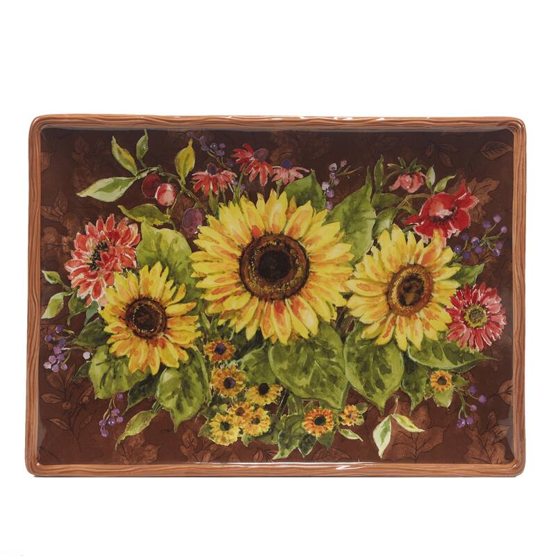 Certified International Harvest Blessings Rectangular Platter, 14" x 10" - 14" x 10"