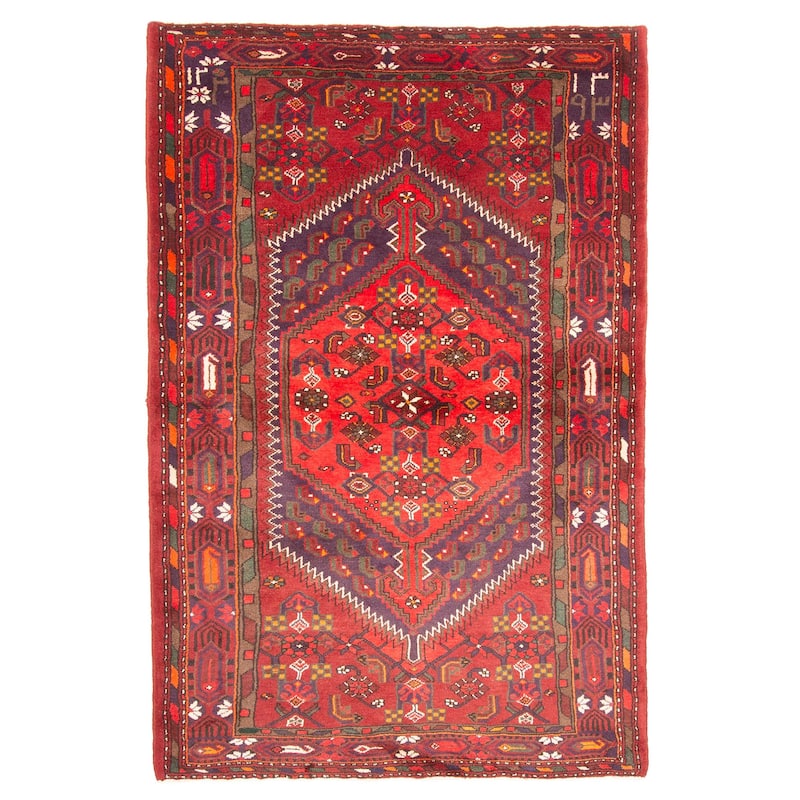 ECARPETGALLERY Hand-knotted Andelz Red Wool Rug - 4'3 x 6'8