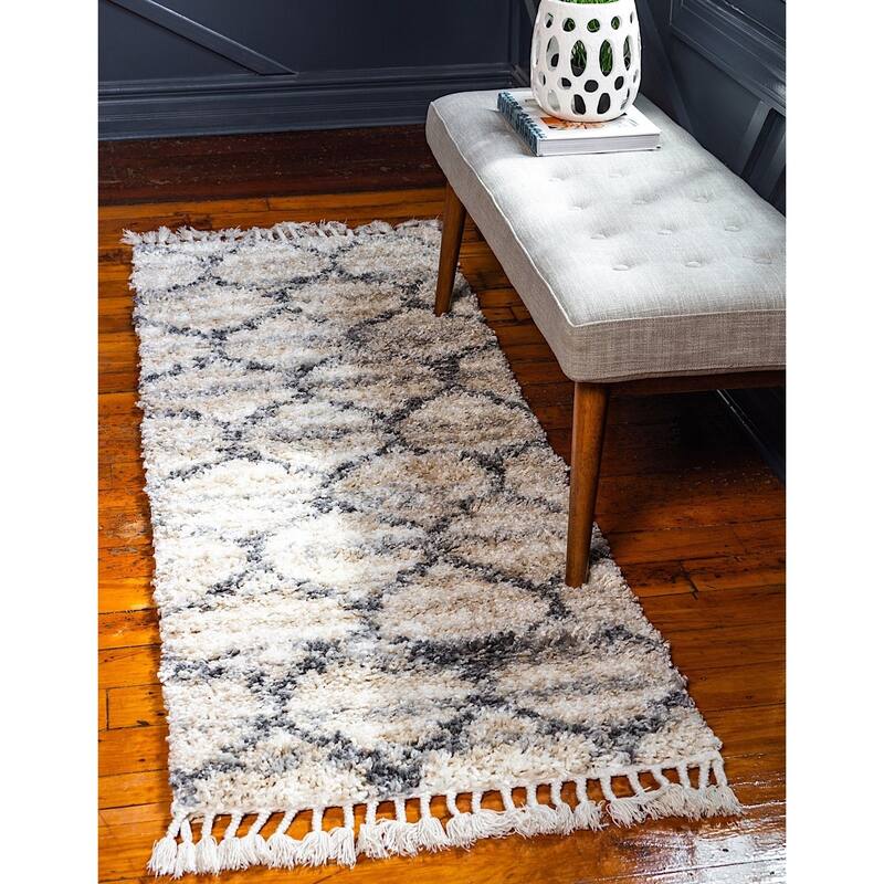 Shag Brico Collection Area Rug - 2'2"x6' - Beige