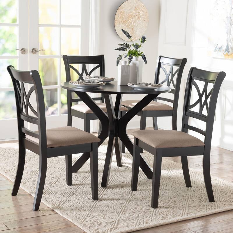 Julia 5-Piece Dining Set - Compact Mid-Century Modern Round Table and Chair Set for Dining Room, Kitchen, Apartment