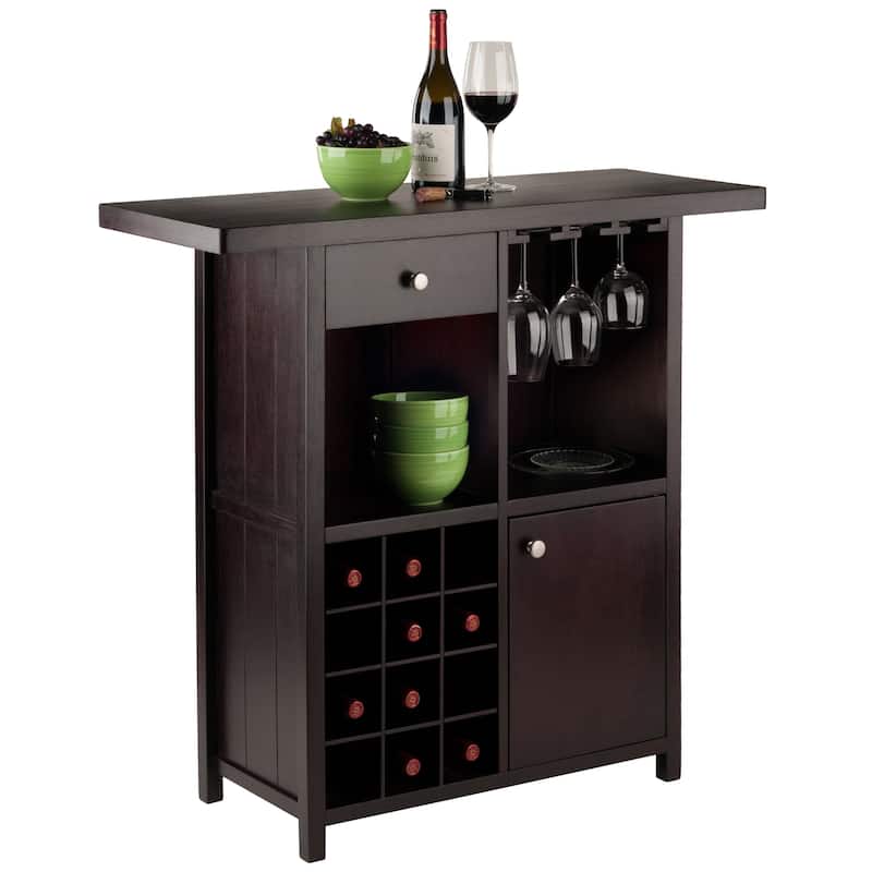 Macon Wine Bar, Espresso - 40 x 15.59 x 37.8 inches