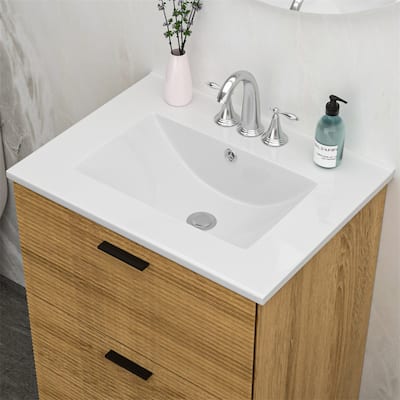 24"x18" Rectangular Single Vanity Top with 3 Faucet Hole