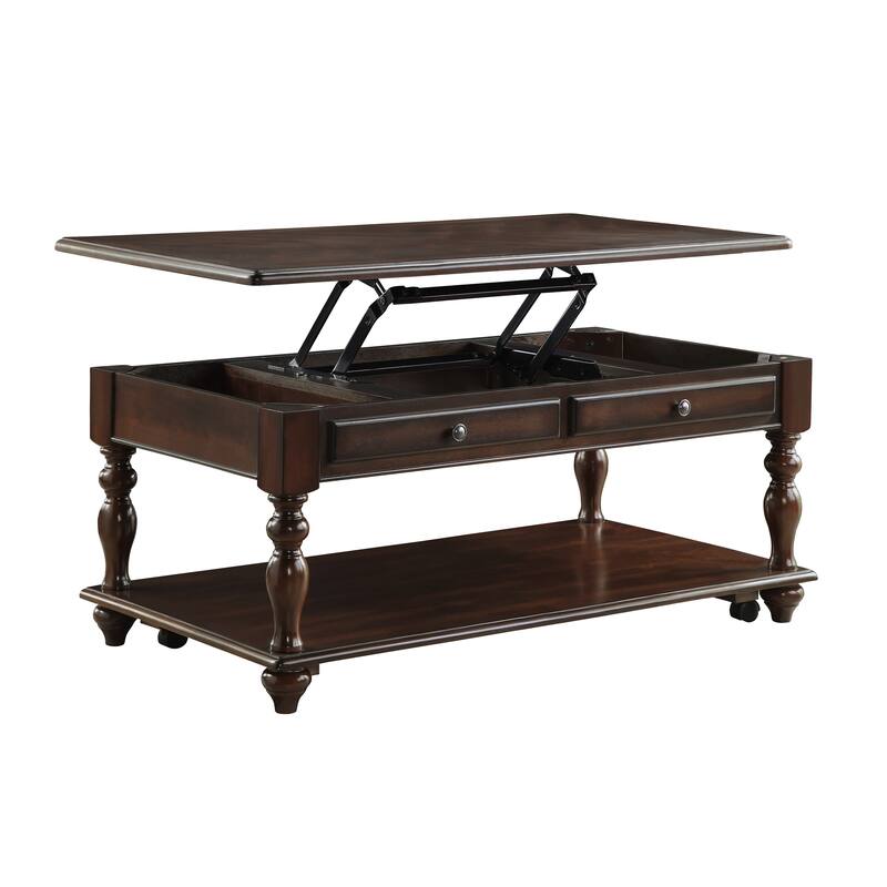 Modern Traditional Style Cocktail Table Lift Top Storage Shelf 1pc