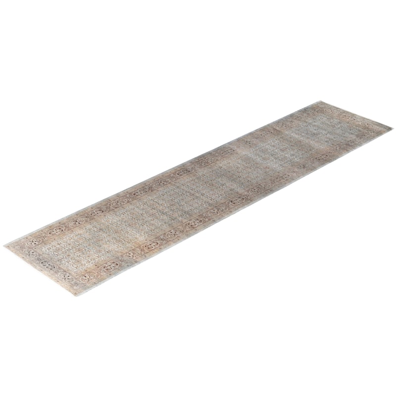 Overdyed One-of-a-Kind Hand-Knotted Runner Rug - Gray - 2' 8" x 11' 3"