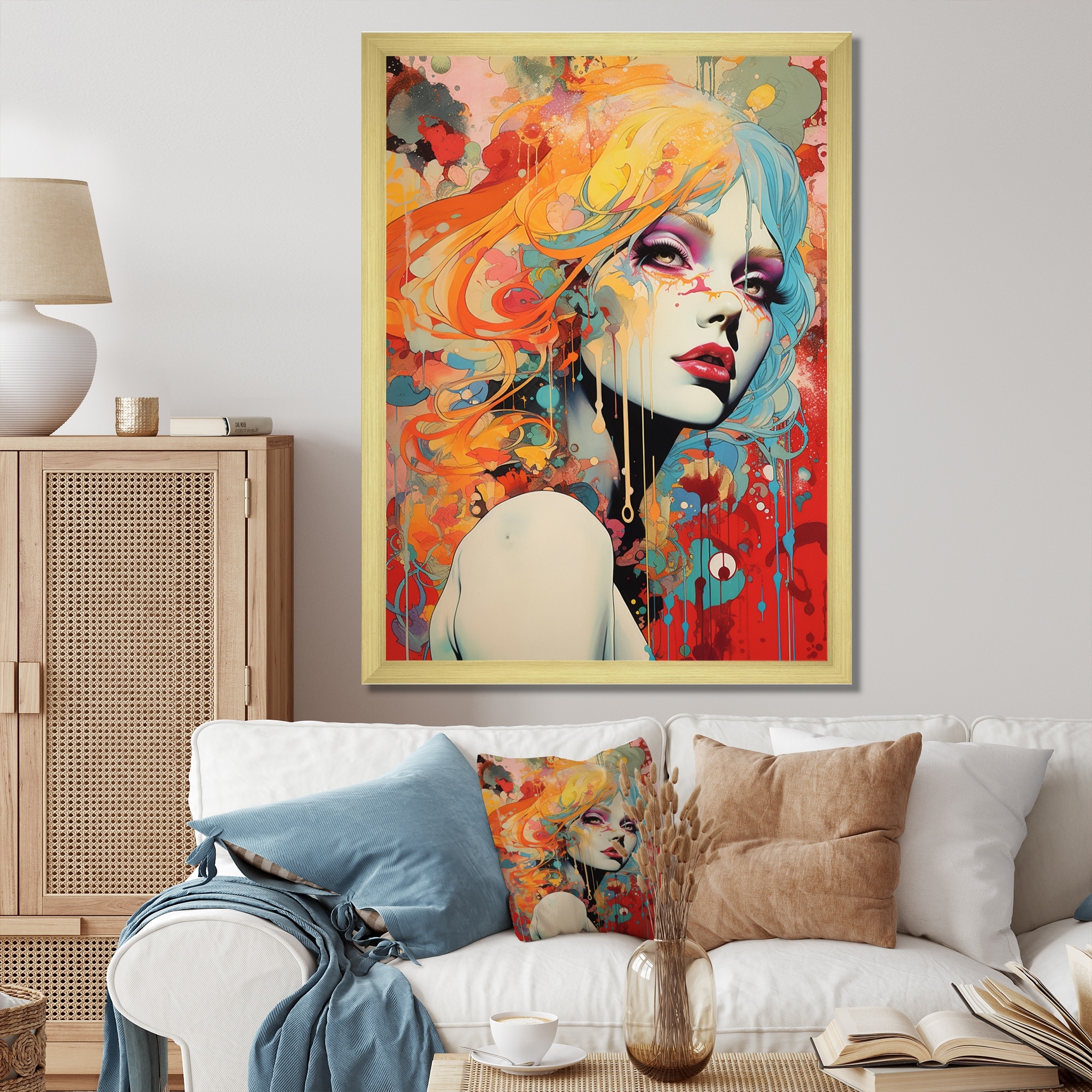 2417 Glam Fashion Female Vintage Pop Patterned Belt Portrait Canvas Wall il_fullxfull.5748839197_pind.jpg main image 3
