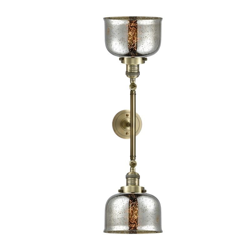 Innovations Lighting Large Bell 2 Light 23" Wide Bathroom Vanity Light - Antique Brass / Silver Plated Mercury