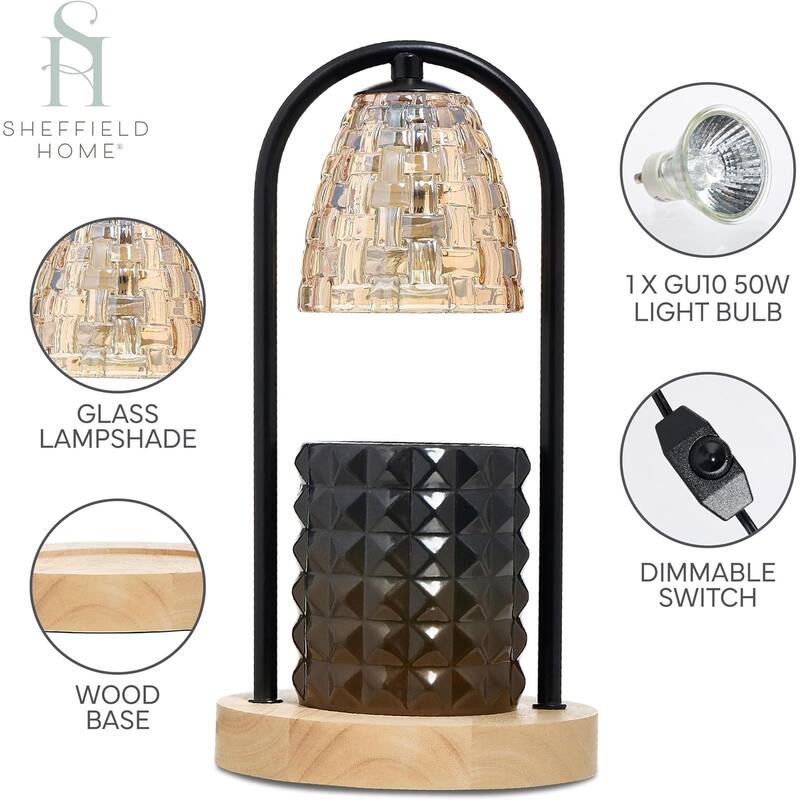 Sheffield Home Glass Candle Warmer Lamp, Flameless Candle and Wax Melter for Long-Lasting Fragrance