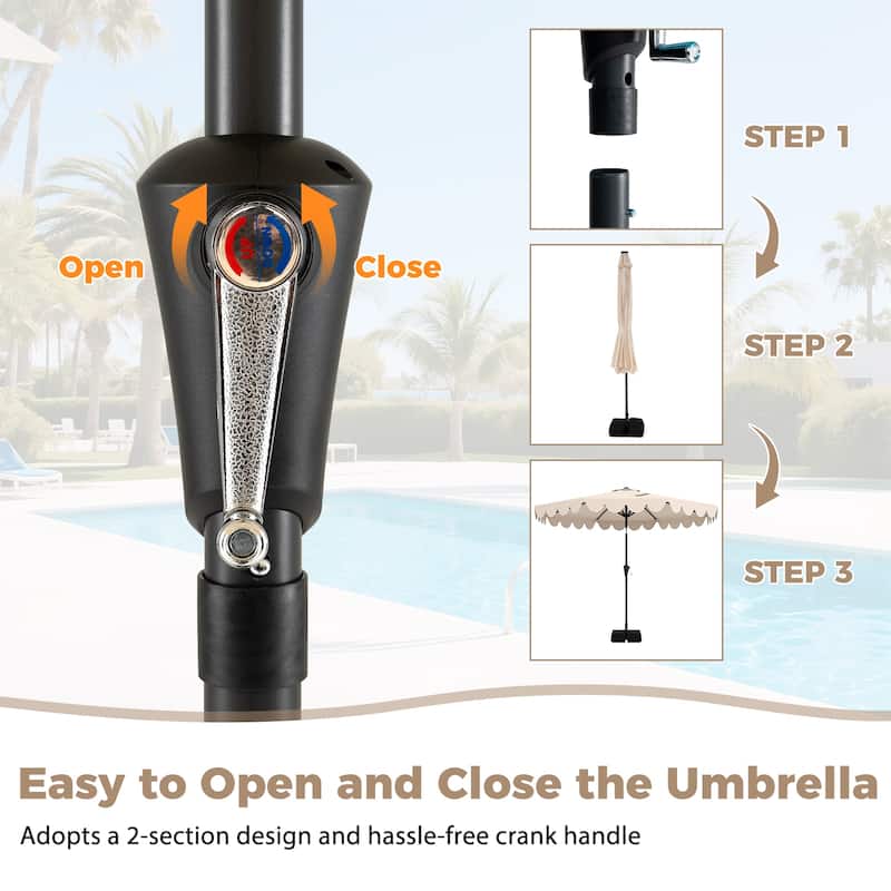 Gymax 10 FT Outdoor Umbrella w/ Weighted Base Sandbags Push Button