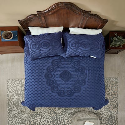 Better Trends Heirloom Collection 100% Cotton Tufted lightweight Medallion Design Machine Washable Bedspread Set