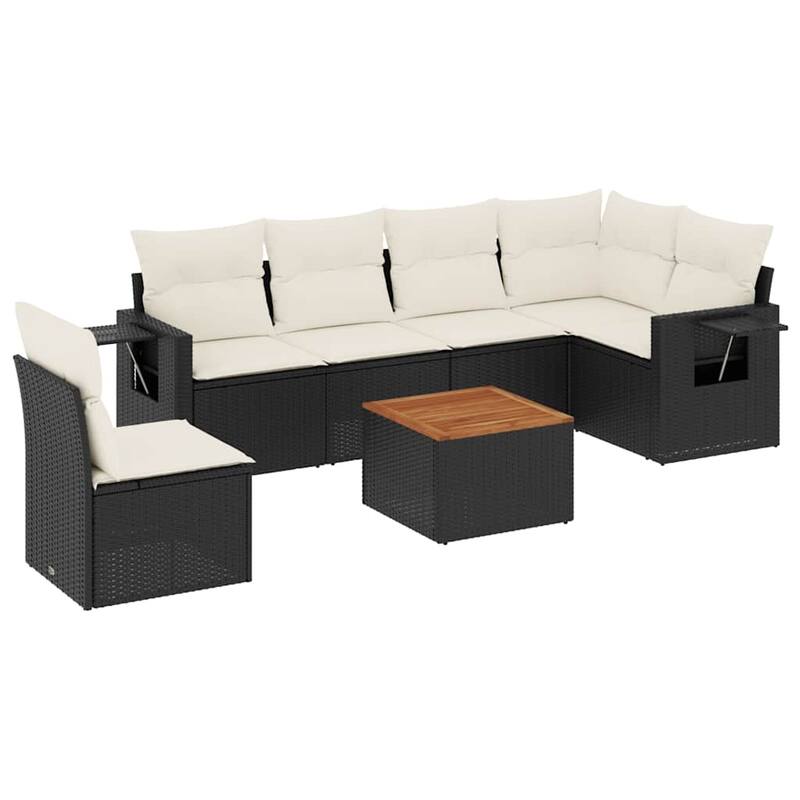 vidaXL Patio Sofa Set with Cushions Outdoor Furniture 7 Piece Poly Rattan
