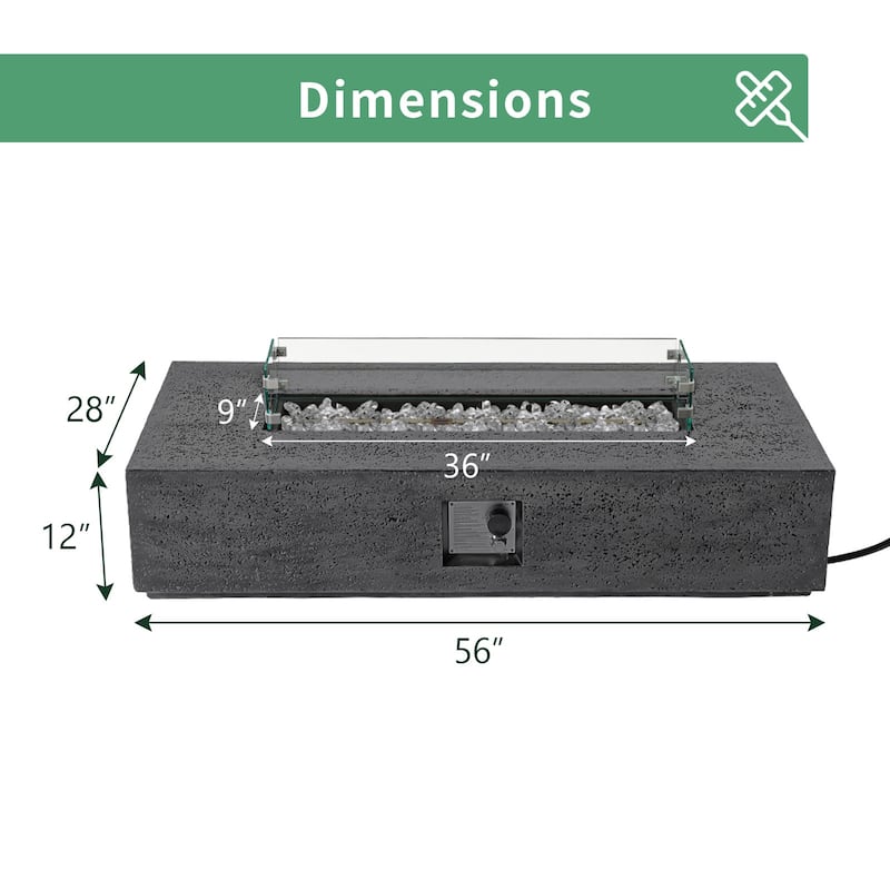 COSIEST Outdoor 56-Inch Rectangular Propane Fire Pit