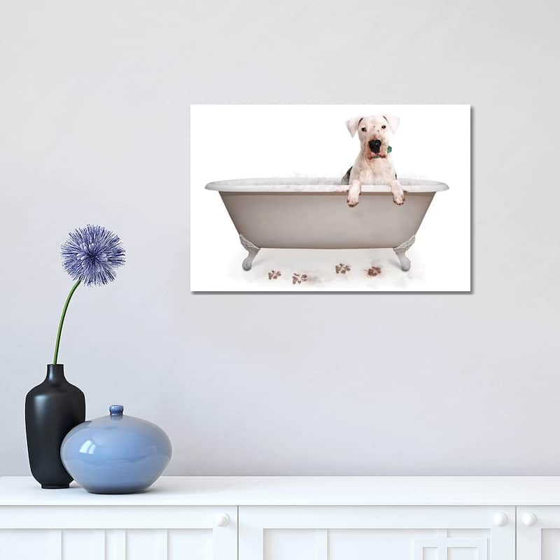 iCanvas "Muddy Dog In Bath Tub" by Susan Schmitz Canvas Print - 12x18x1.5