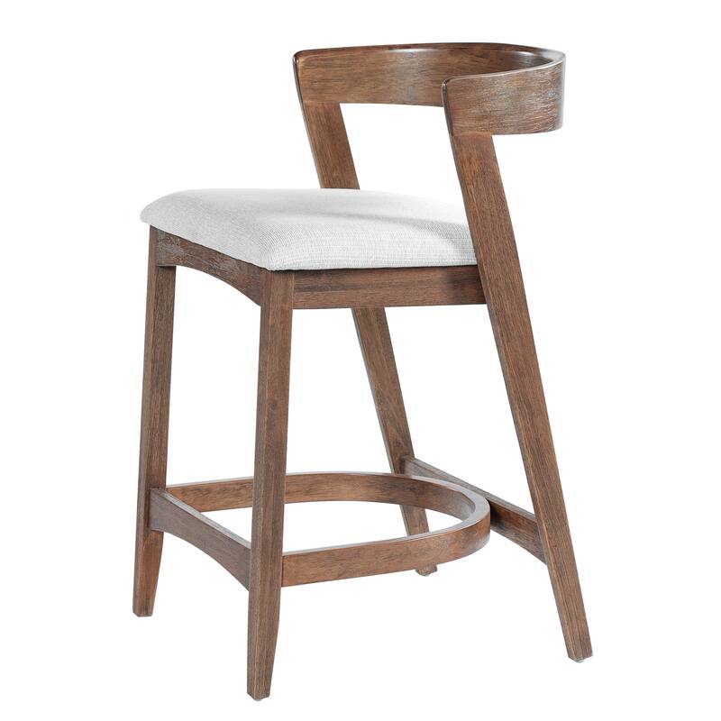 Christopher Knight Home - Mid-Century Upholstered Wooden Counter Stools - 27" Seat Height Bar Stools with Back, Set of 2