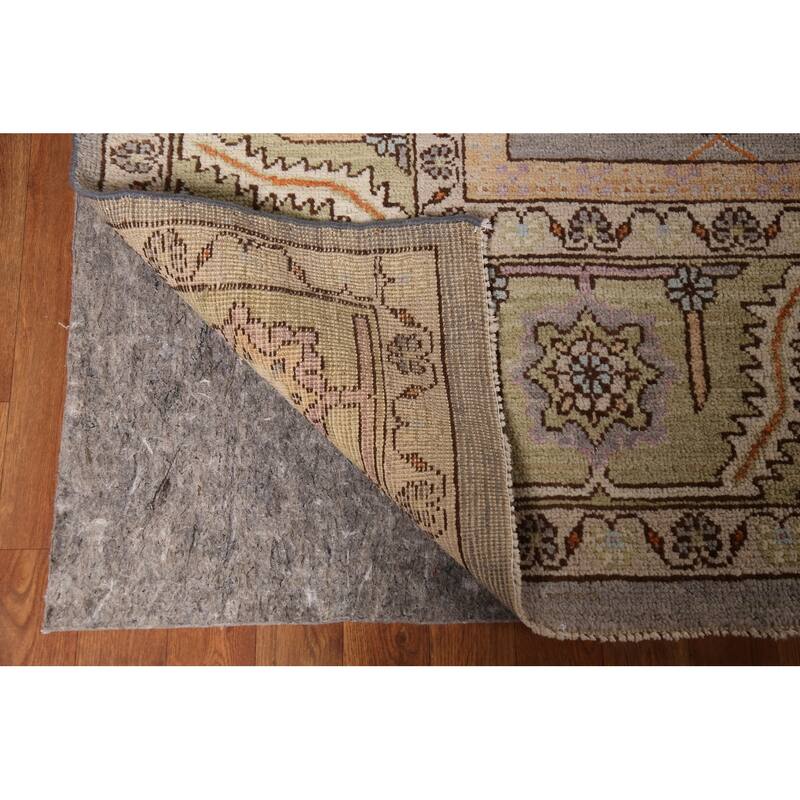 Vegetable Dye Oushak Turkish Large Rug Hand-Knotted Grey Wool Carpet - 10'5"x 13'8"