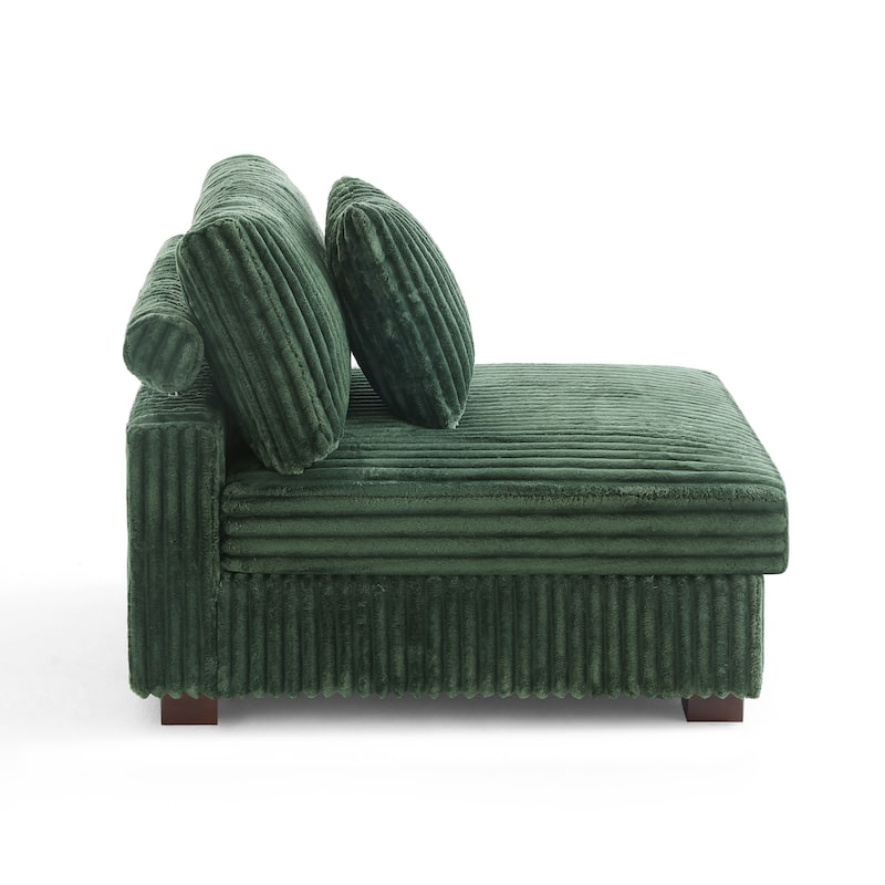 35.7" W Plush Corduroy Upholstered Armless Modular Sofa Chair