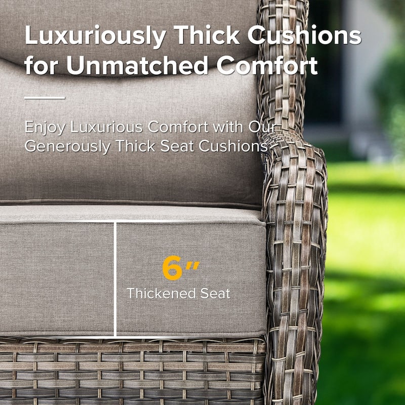 Gymojoy 3-Piece Patio Swivel Glider Chair Set with Side Table, 6-Inch Ultra-Plush Cushions & Water-Resistant Olefin Fabric