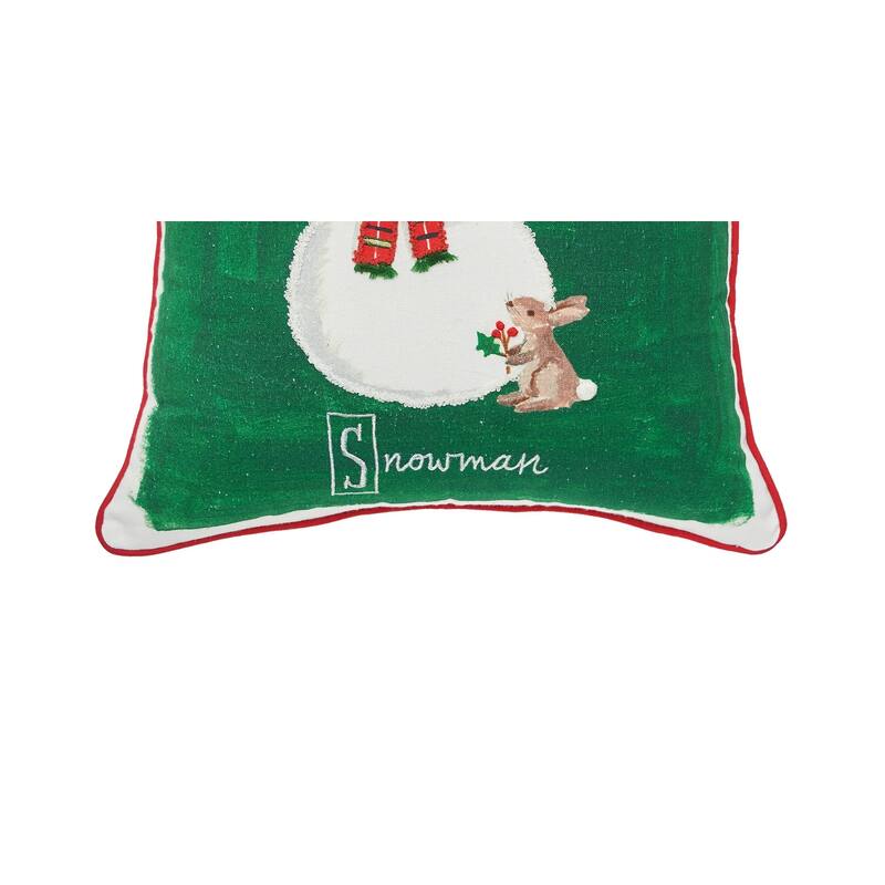 Snowman Alphabet Printed & Embellished Throw Pillow