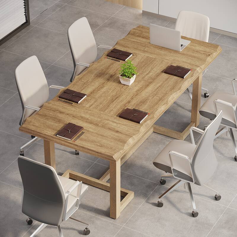 Wooden Conference Table, Rectangular Meeting Desk, Boardroom & Office Work Desk for Business Training Room