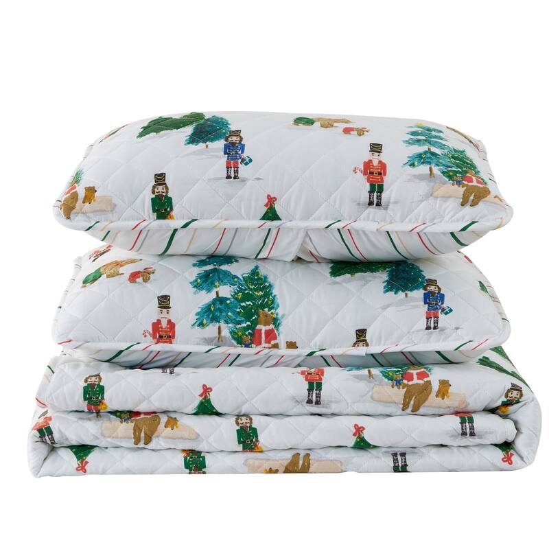 Premium Holiday Printed Microfiber Quilt Set with Shams