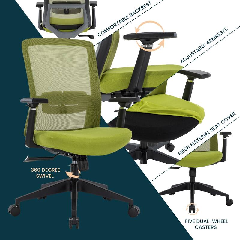 Ingram Contemporary Ergonomic Mesh Office Chair - Adjustable Height & Armrests, Mid-Back Swivel Desk Chair for Home Office