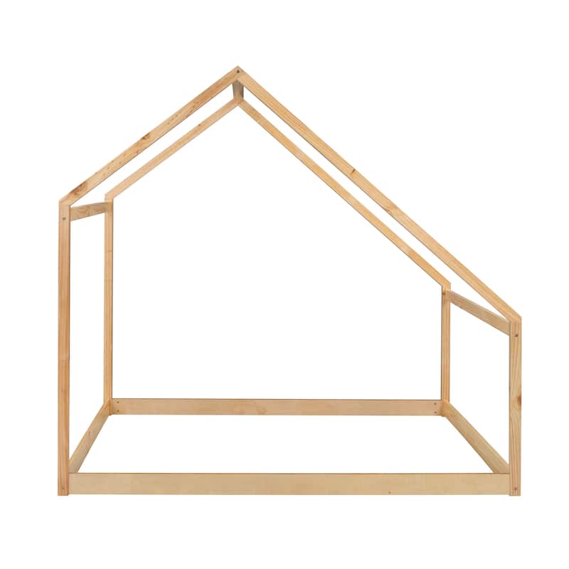 Solid Wood House Bed with Roof for Kids, Boys and Girls, Bedroom