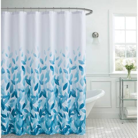 Creative Home Ideas Grey Ombre Leaves Shower Curtain 70x72, 13-Piece Set