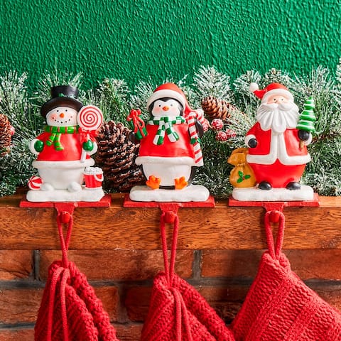 Glitzhome Set of 3 Resin Christmas Stocking Holder